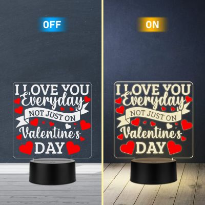 I Love You Everyday Not Just on Valentine's Day LED Night Light Warm White Light Romantic Decor Lamp Couple Gift for Valentine's Day